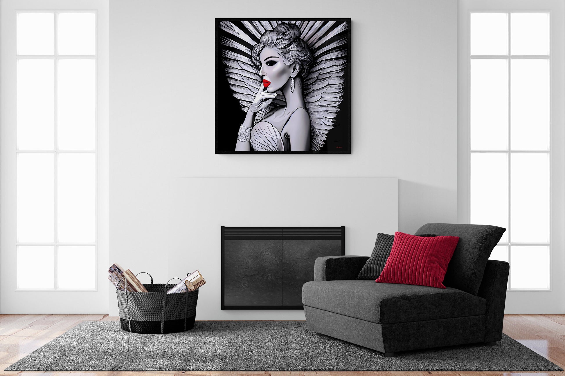 art deco angel framed canvas wall art, wall art in frame, wall art with frame, wall art framed, wall art living room framed, glamorous - LOLA VEGAS ART