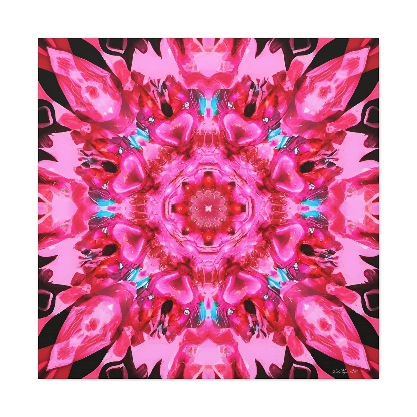 pink mandala kaleidoscope canvas wall art, - LOLA VEGAS ART