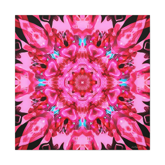 pink mandala kaleidoscope canvas wall art, - LOLA VEGAS ART