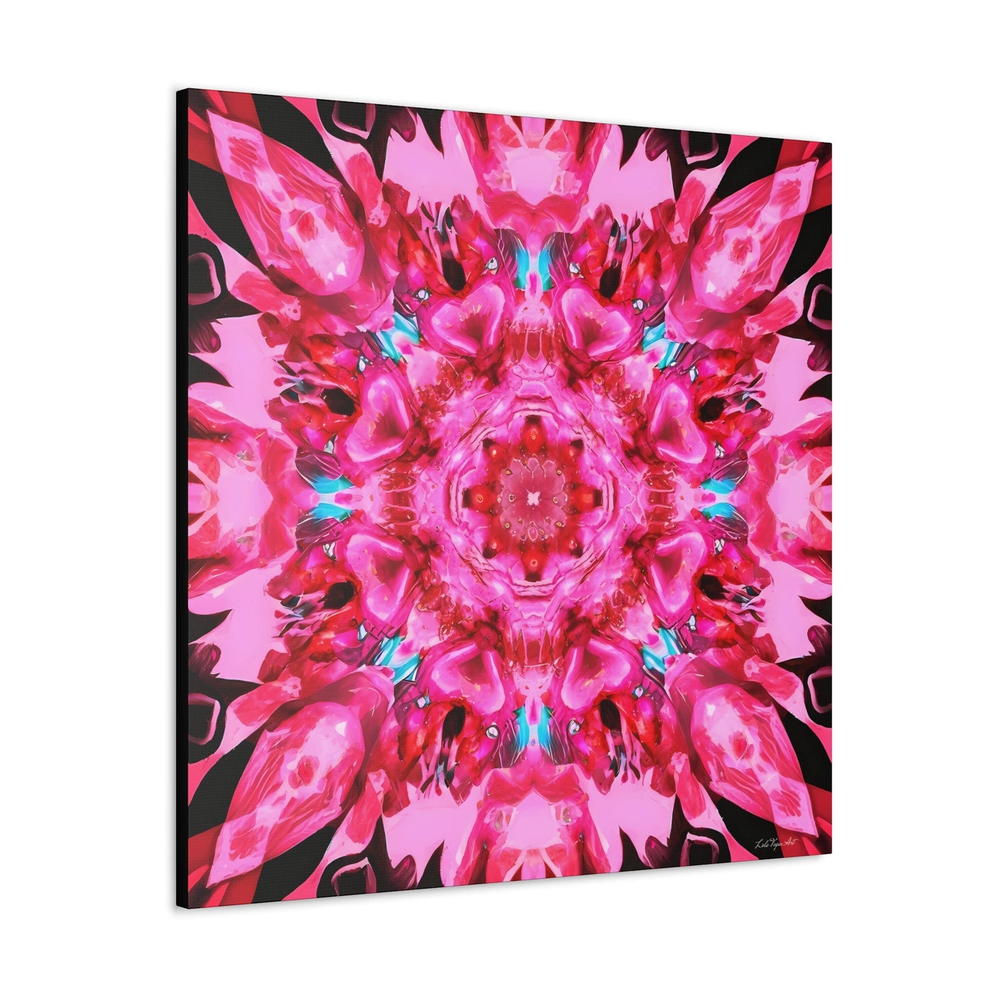 pink mandala kaleidoscope canvas wall art, - LOLA VEGAS ART