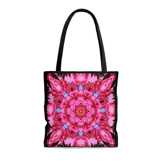 pink mandala kaleidoscope canvas tote bag, gifts for women, canvas shopper, oversized bag, reusable bag, shopping bag, tote bag for women - LOLA VEGAS ART
