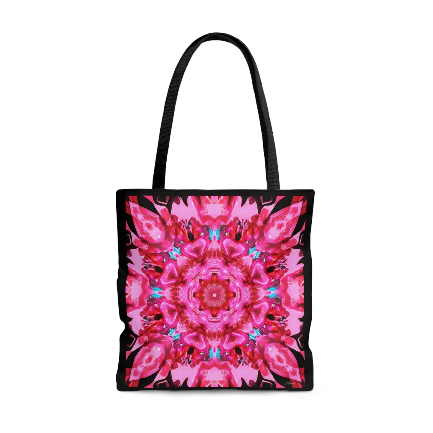 pink mandala kaleidoscope canvas tote bag, gifts for women, canvas shopper, oversized bag, reusable bag, shopping bag, tote bag for women - LOLA VEGAS ART