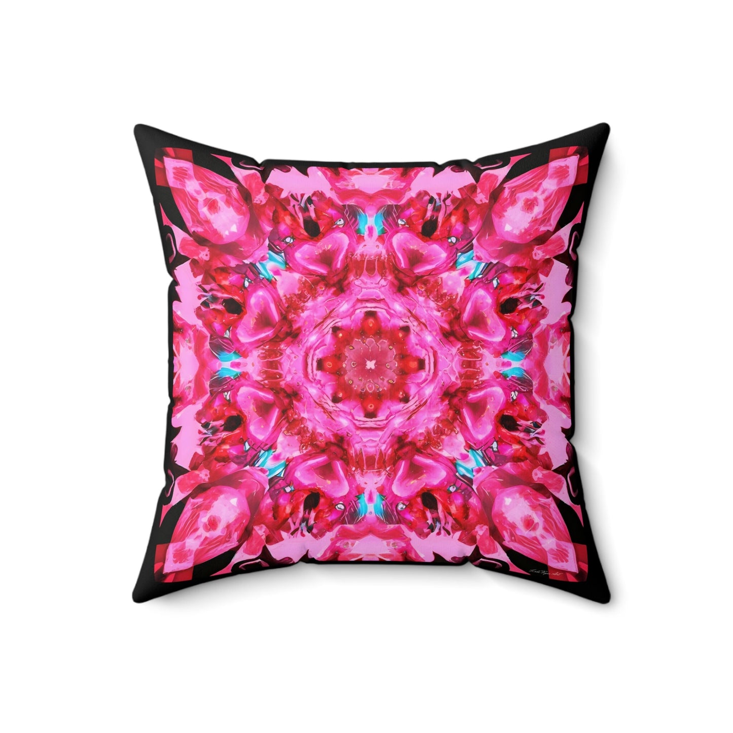 pink mandala square pillow, decorative pillow, living room pillow, bedroom pillow, throw pillow, pillows, decorative pillows, accent pillow - LOLA VEGAS ART