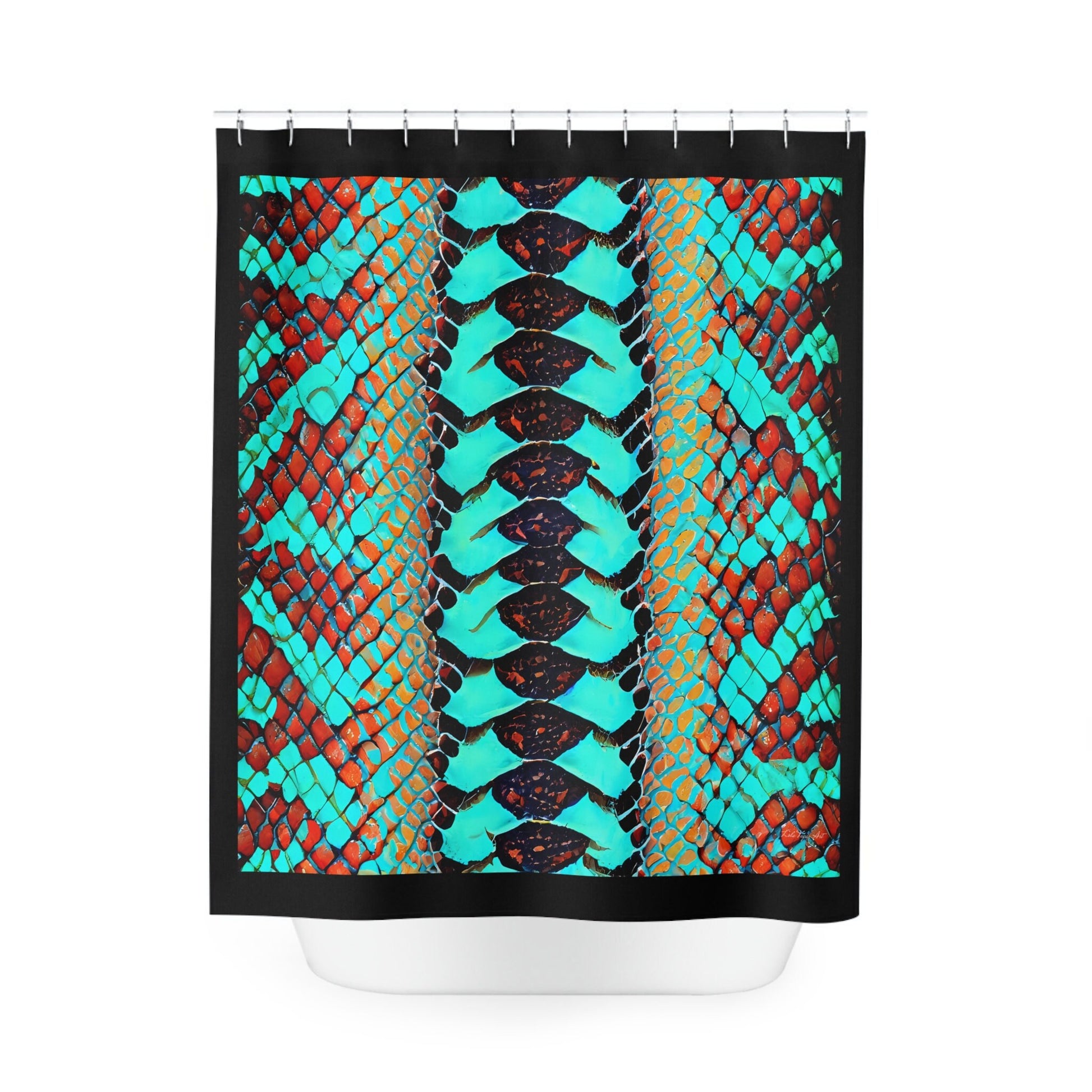 turquoise python snake skin print, shower curtain, home accessories, bathroom dcor, bathroom, home dcor, housewarming gift, shower decor - LOLA VEGAS ART