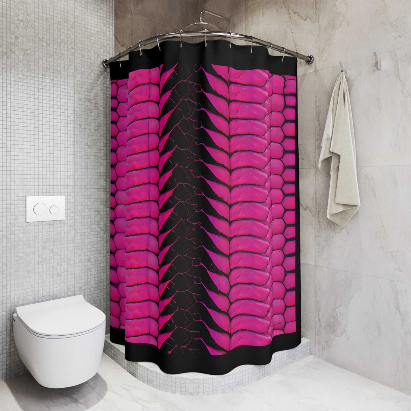 hot pink python skin print shower curtain, shower curtain, home accessories, bathroom dcor, bathroom, home dcor, shower room decor - LOLA VEGAS ART