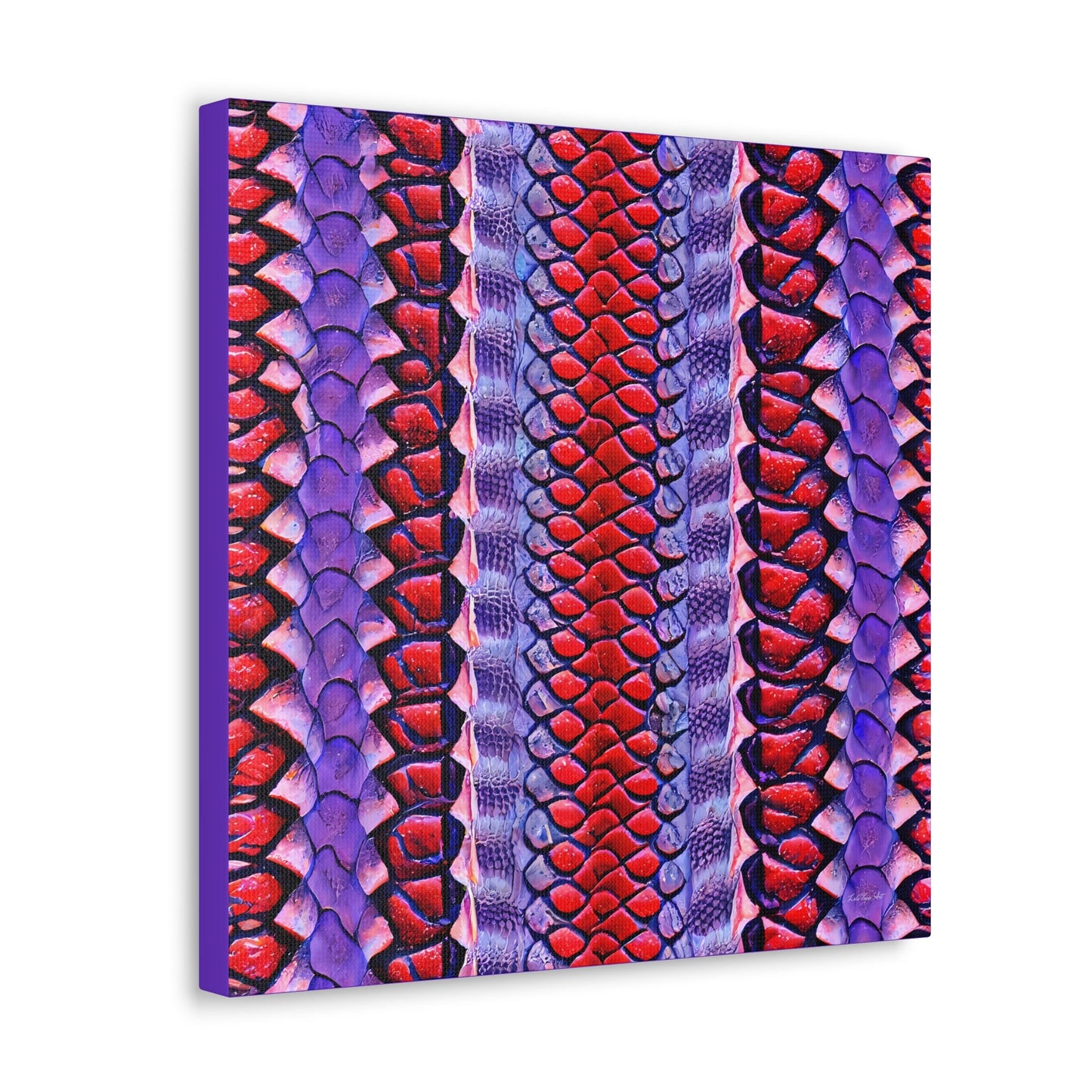 red and purple python snake skin canvas wall print, - LOLA VEGAS ART