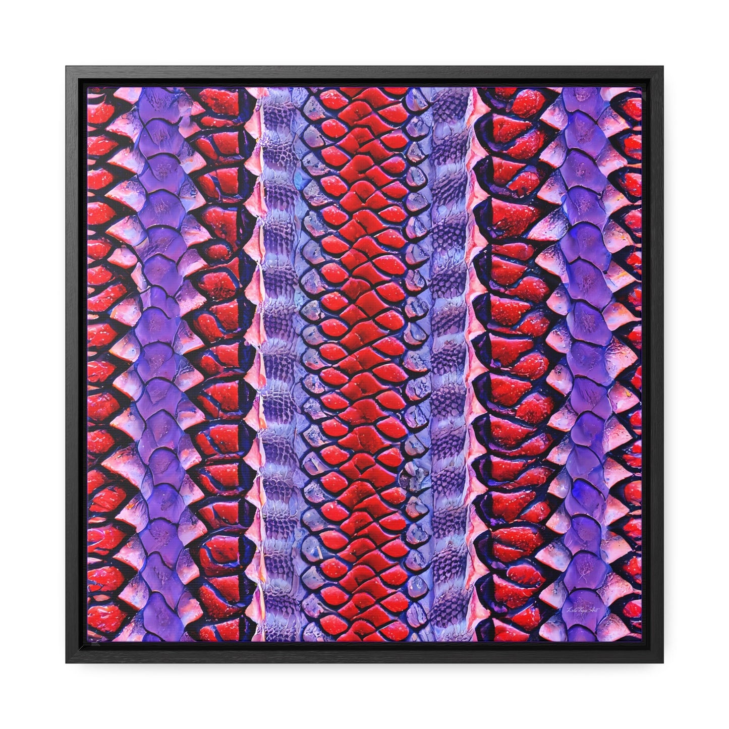 red and purple python snake skin print framed canvas wall art, wall art in frame, wall art framed, wall art canvas with frame, animal art - LOLA VEGAS ART