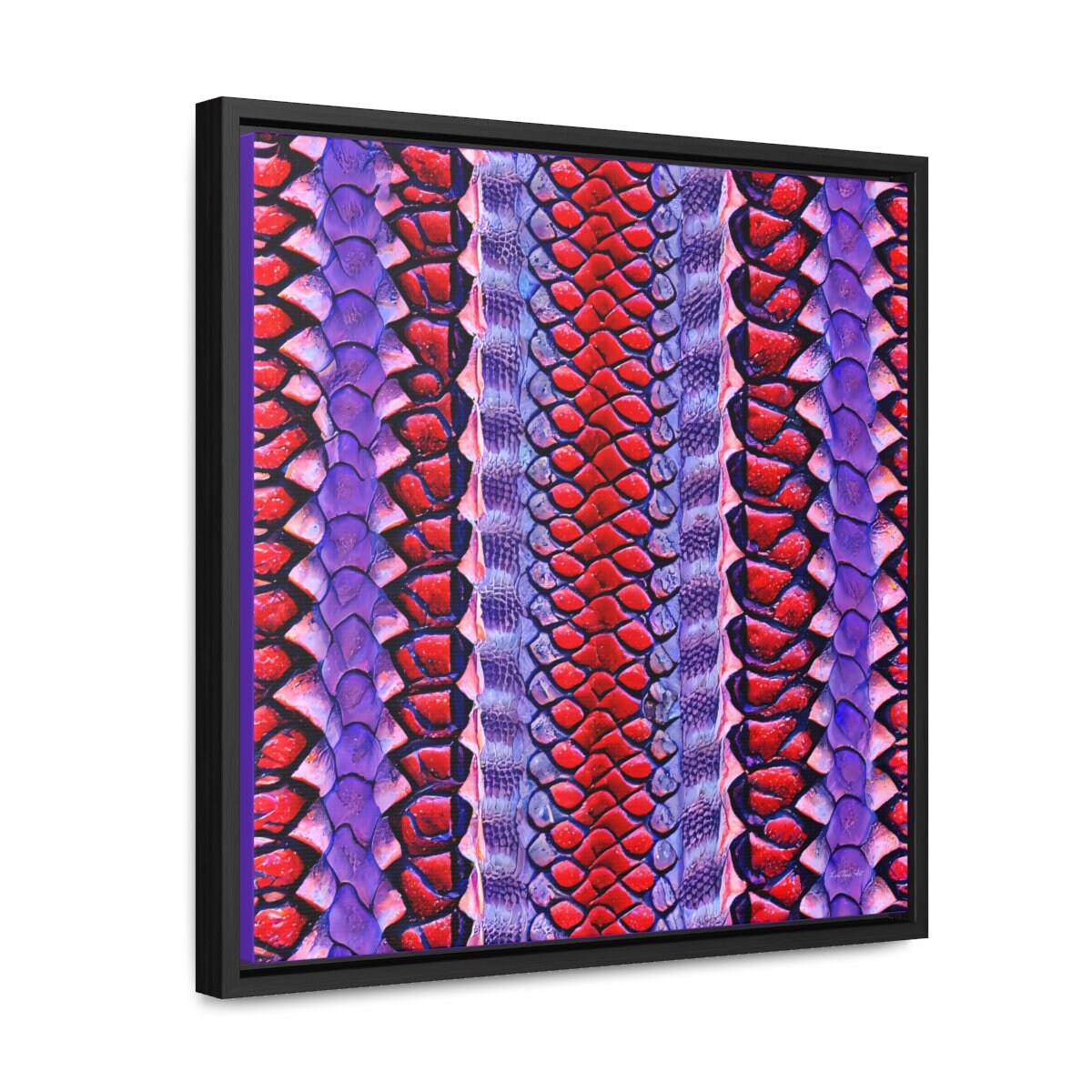 red and purple python snake skin print framed canvas wall art, wall art in frame, wall art framed, wall art canvas with frame, animal art - LOLA VEGAS ART