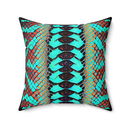 turquoise python snake print, decorative pillow, living room pillow, bedroom pillow, throw pillow, pillow, decorative pillows, accent pillow - LOLA VEGAS ART