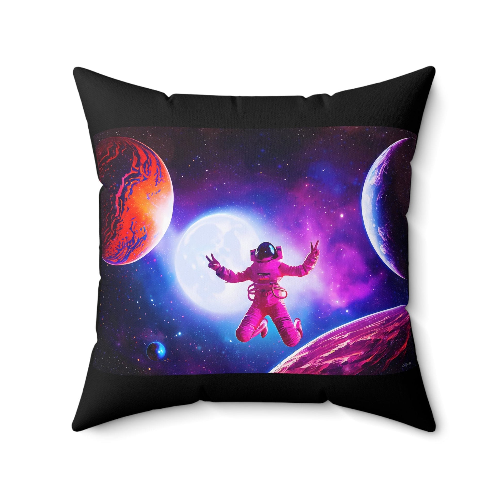 female astronaut, decorative pillow, living room pillow, bedroom pillow, throw pillow, pillows, square, decorative pillows, accent pillow - LOLA VEGAS ART