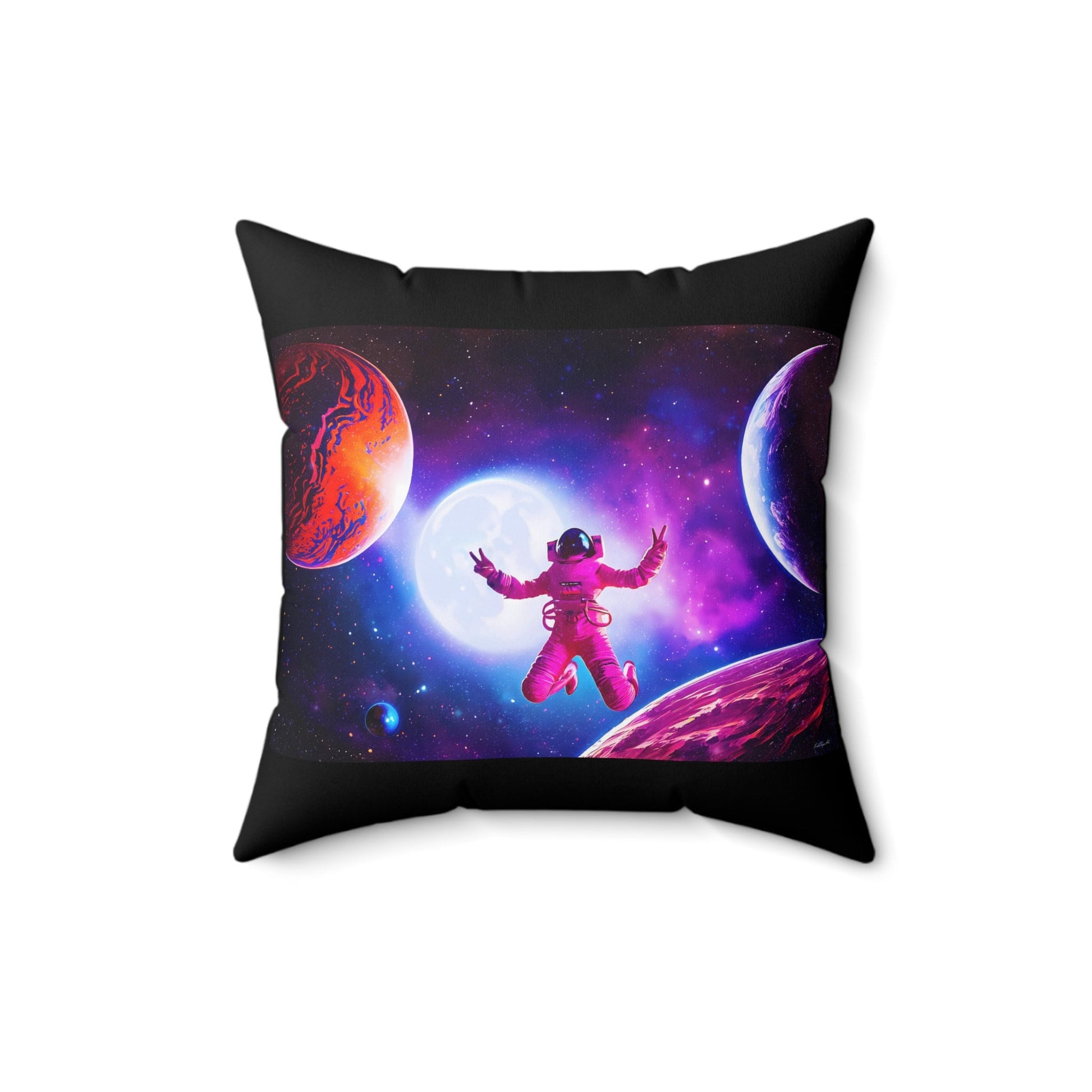 female astronaut, decorative pillow, living room pillow, bedroom pillow, throw pillow, pillows, square, decorative pillows, accent pillow - LOLA VEGAS ART