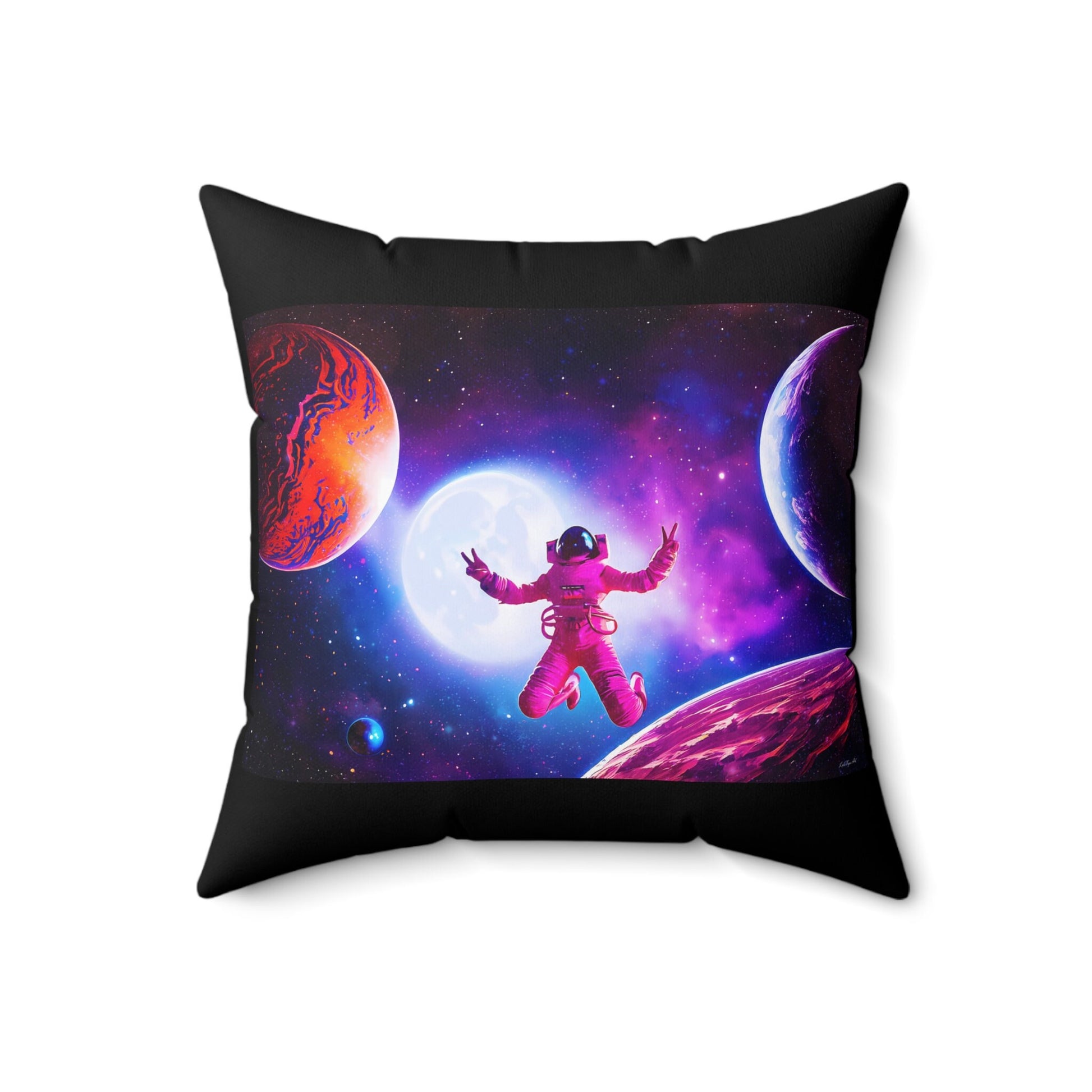 female astronaut, decorative pillow, living room pillow, bedroom pillow, throw pillow, pillows, square, decorative pillows, accent pillow - LOLA VEGAS ART
