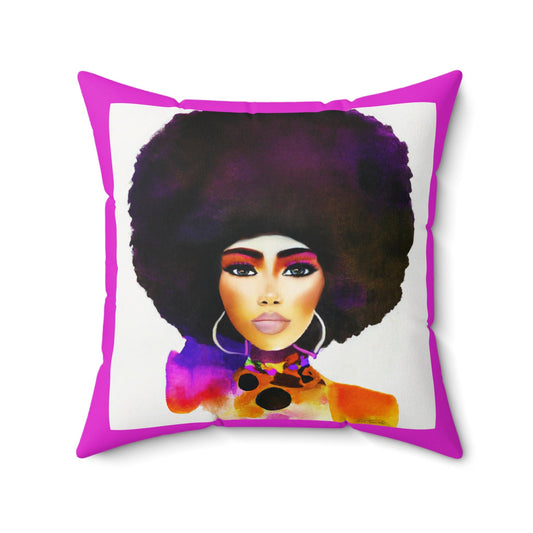 black woman, afro, decorative pillow, living room pillow, bedroom pillow, throw pillow, pillows, cushions, decorative pillows, accent pillow - LOLA VEGAS ART