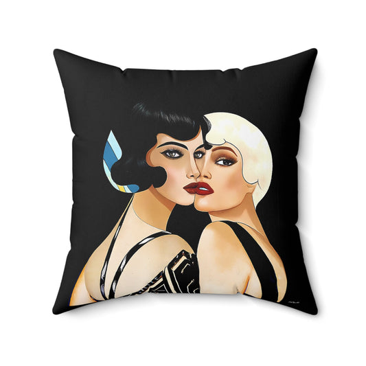 lesbian art, art deco,  decorative pillow, living room pillow, bedroom pillow, throw pillow, pillows,  decorative pillows, accent pillow - LOLA VEGAS ART