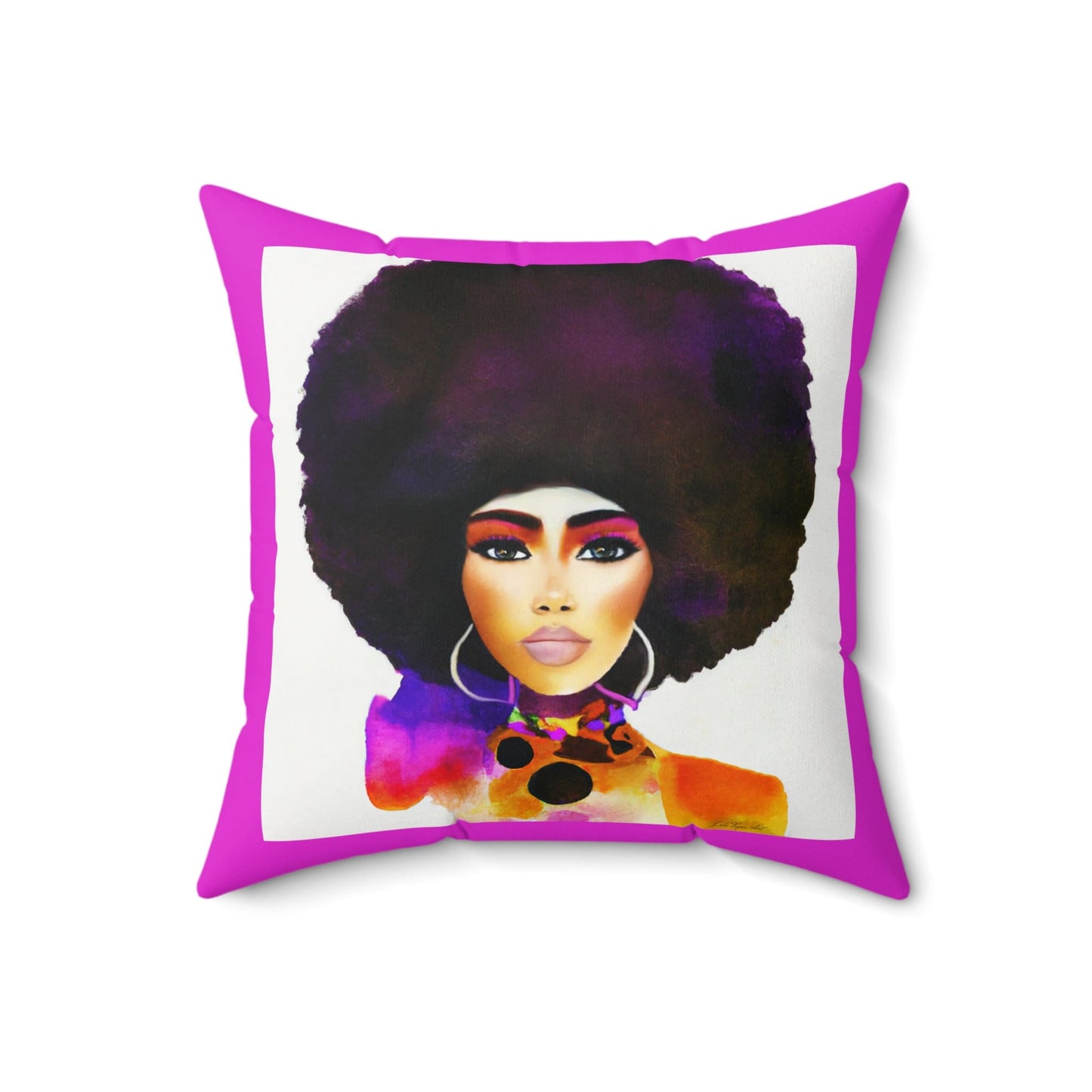 black woman, afro, decorative pillow, living room pillow, bedroom pillow, throw pillow, pillows, cushions, decorative pillows, accent pillow - LOLA VEGAS ART