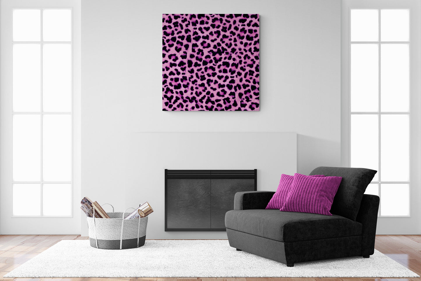 pink leopard wall canvas, wall art, wall art canvas, wall art dcor, animal print, big cat wall art, , wall art animals, large wall art - LOLA VEGAS ART