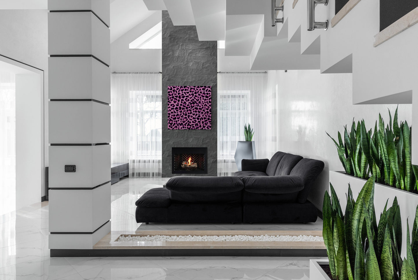 pink leopard wall canvas, wall art, wall art canvas, wall art dcor, animal print, big cat wall art, , wall art animals, large wall art - LOLA VEGAS ART