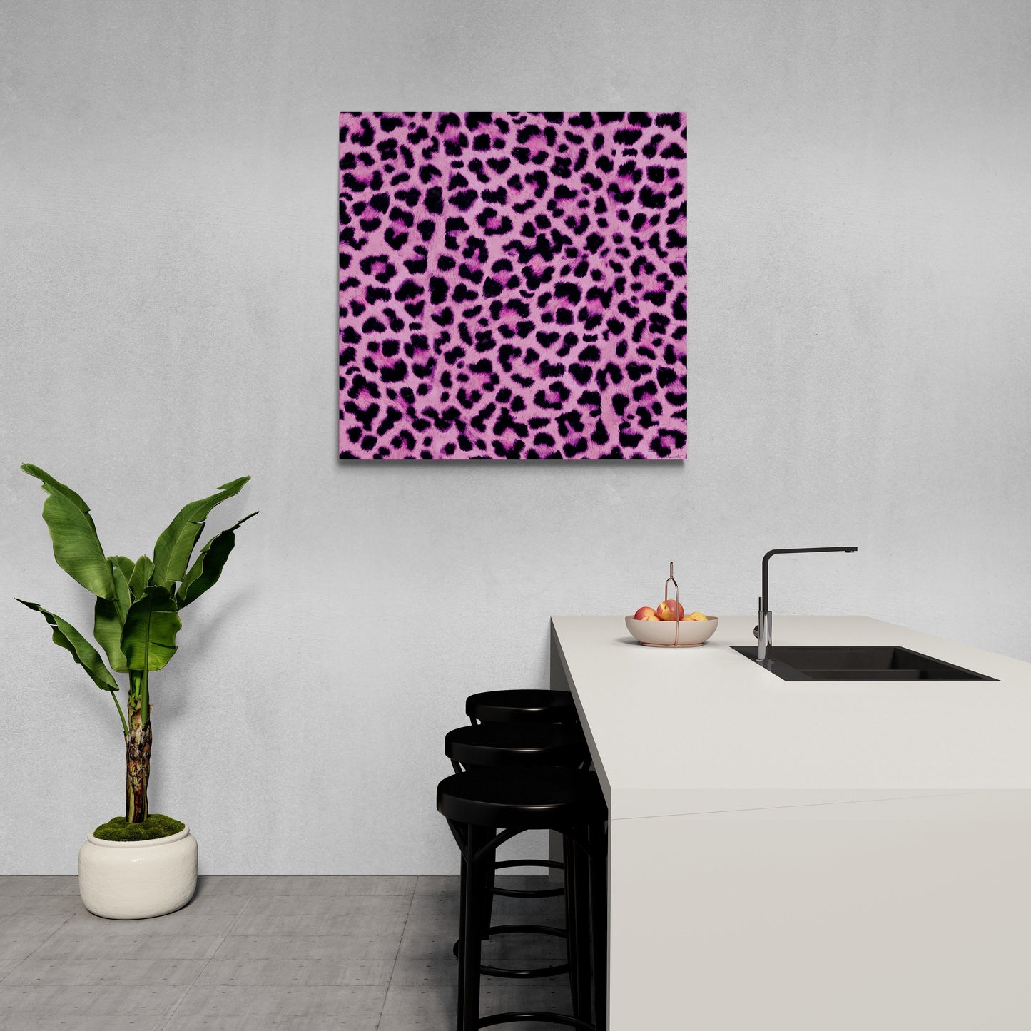 pink leopard wall canvas, wall art, wall art canvas, wall art dcor, animal print, big cat wall art, , wall art animals, large wall art - LOLA VEGAS ART