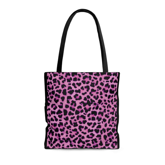 pink leopard print tote bag, bag, canvas bag, tote bag, gifts for women, oversized bag, reusable bag, shopping bag, tote bag for women - LOLA VEGAS ART