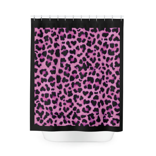 pink leopard print shower curtain, shower curtain, home accessories, bathroom dcor, bathroom, home dcor, housewarming gift, shower decor - LOLA VEGAS ART