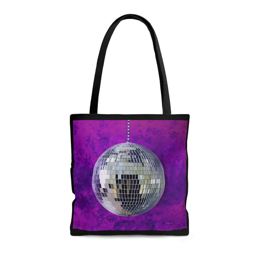 silver disco ball  canvas tote bag, tote bag, gifts for women, canvas shopper, oversized bag, reusable bag, shopping bag, tote bag for women - LOLA VEGAS ART