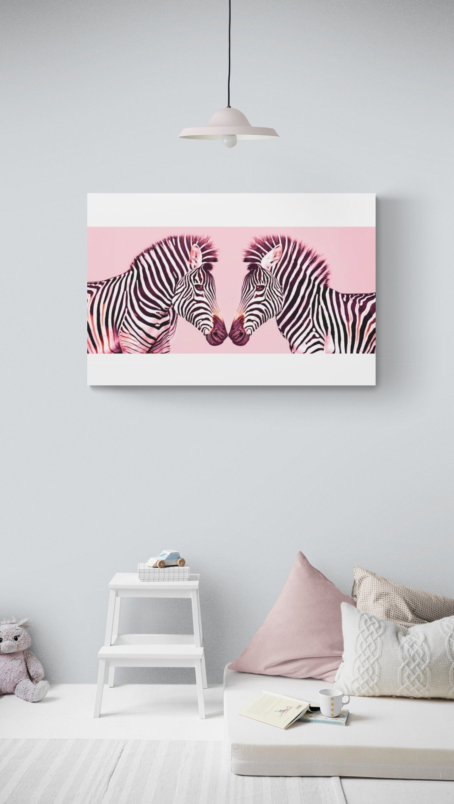 pink zebras canvas wall art, wall art dcor, room wall dcor, animal wall art, children's wall art, kids wall art, nursery wall art, - LOLA VEGAS ART