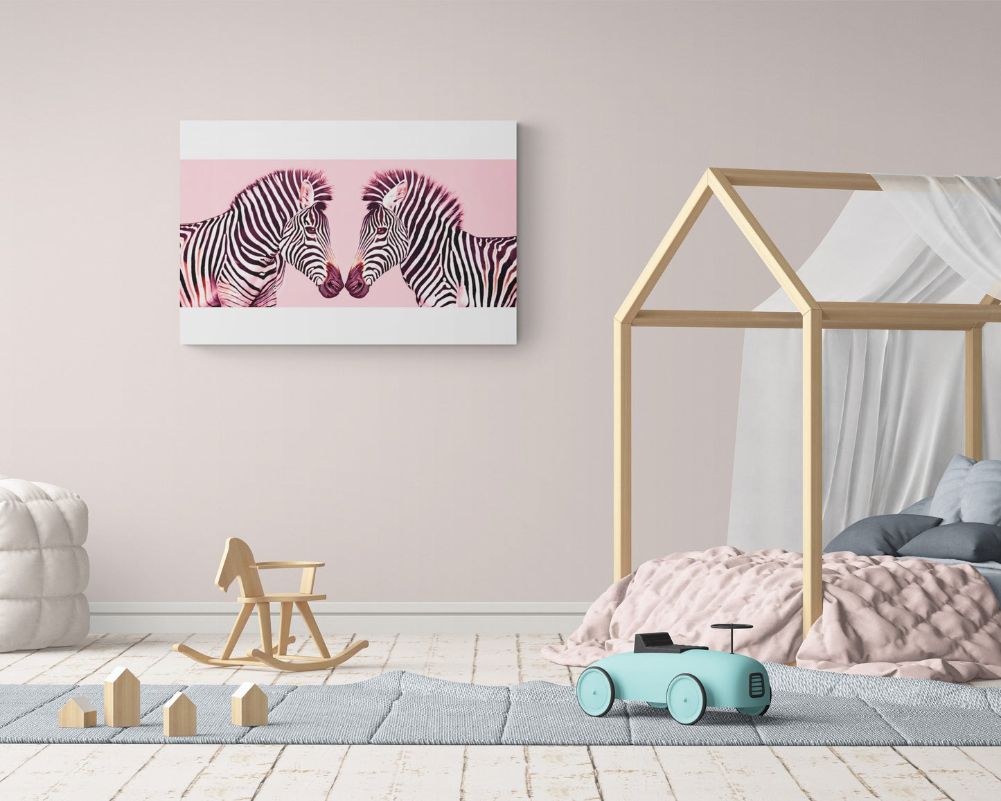pink zebras canvas wall art, wall art dcor, room wall dcor, animal wall art, children's wall art, kids wall art, nursery wall art, - LOLA VEGAS ART
