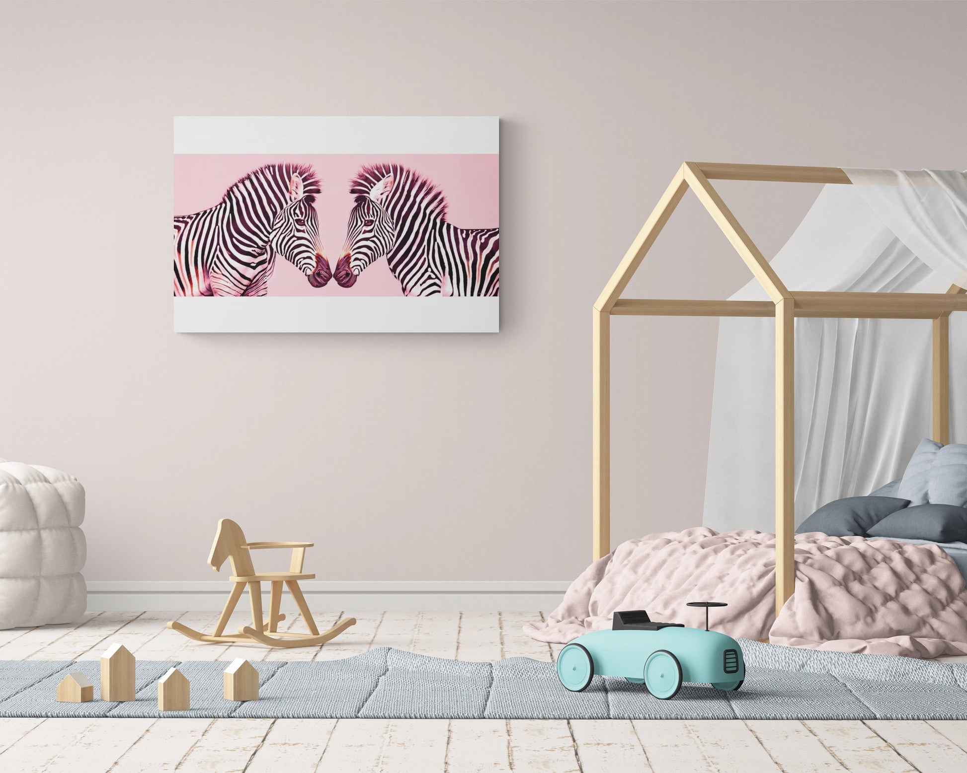 pink zebras canvas wall art, wall art dcor, room wall dcor, animal wall art, children's wall art, kids wall art, nursery wall art, - LOLA VEGAS ART