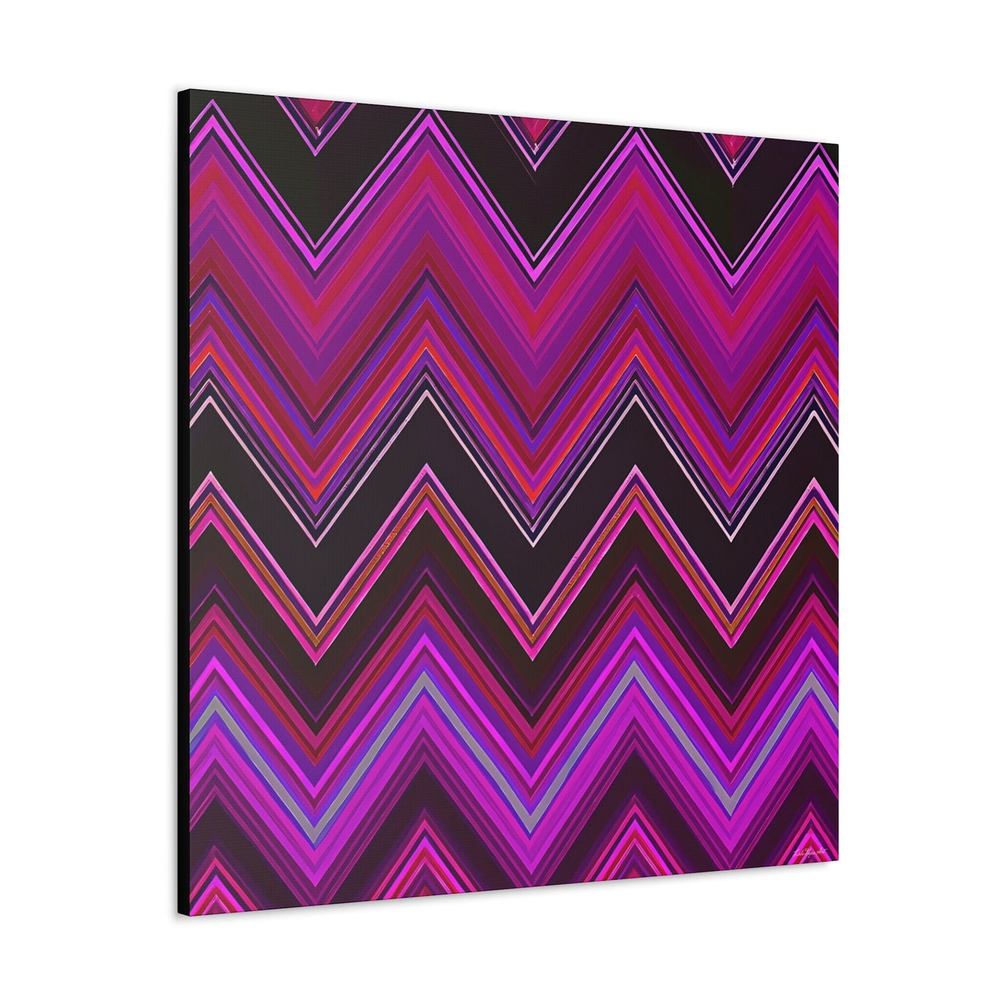 pink and black chevron canvas wall art, wall art dcor, room wall dcor, unique art, contemporary art, modern home dcor, large wall art - LOLA VEGAS ART