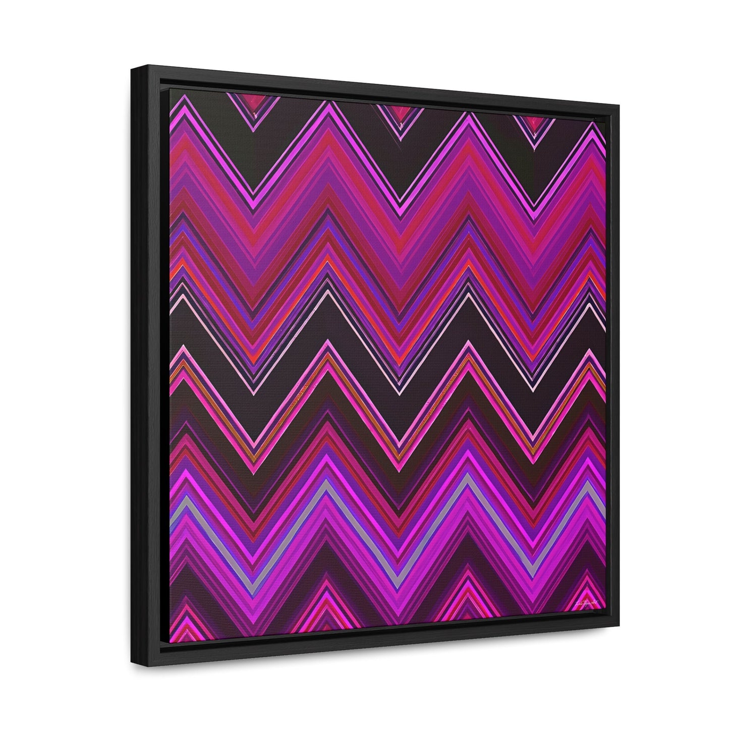 pink and black chevron framed canvas wall art, wall art with frame, wall art framed, wall art canvas with frame, wall art canvas framed, - LOLA VEGAS ART