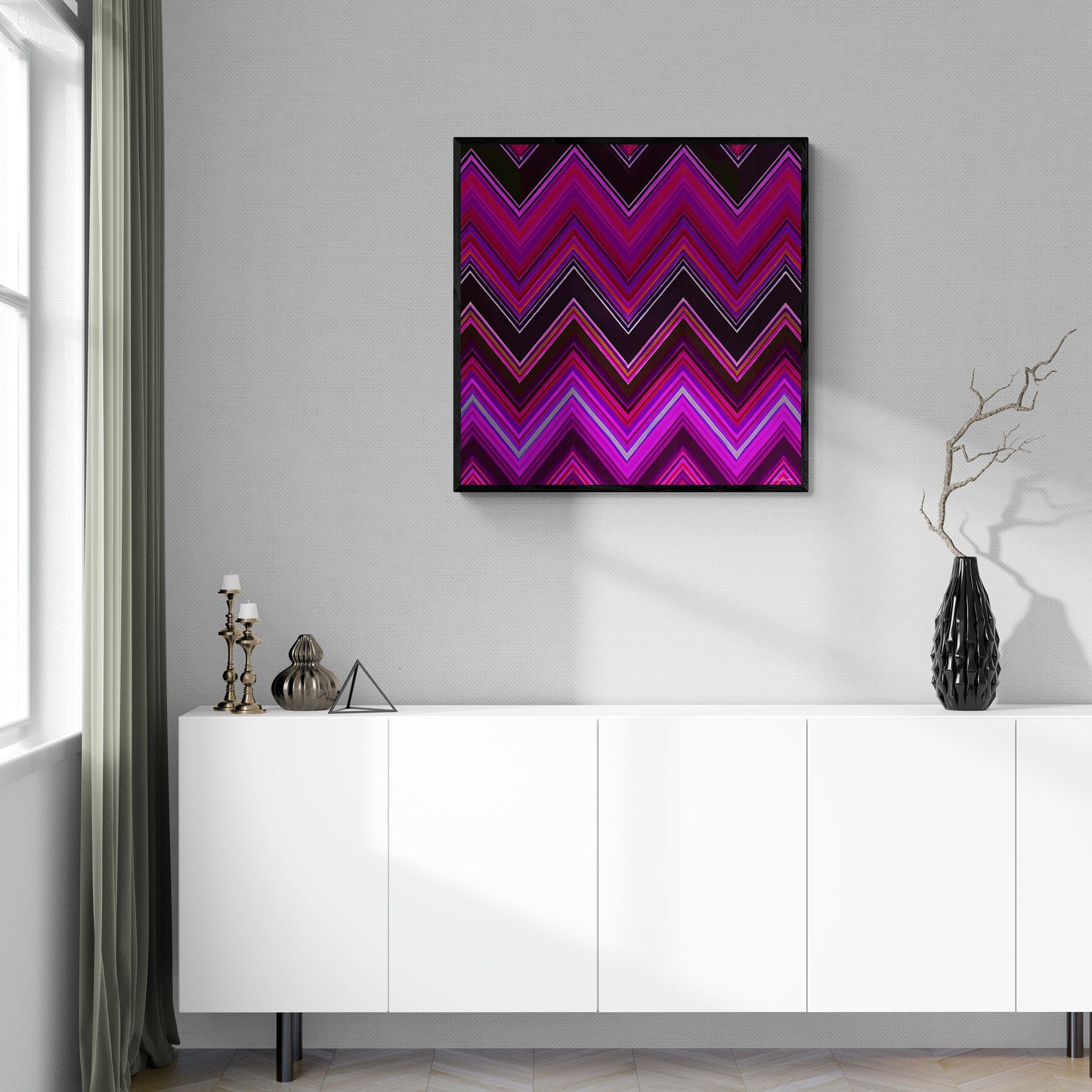 pink and black chevron framed canvas wall art, wall art with frame, wall art framed, wall art canvas with frame, wall art canvas framed, - LOLA VEGAS ART