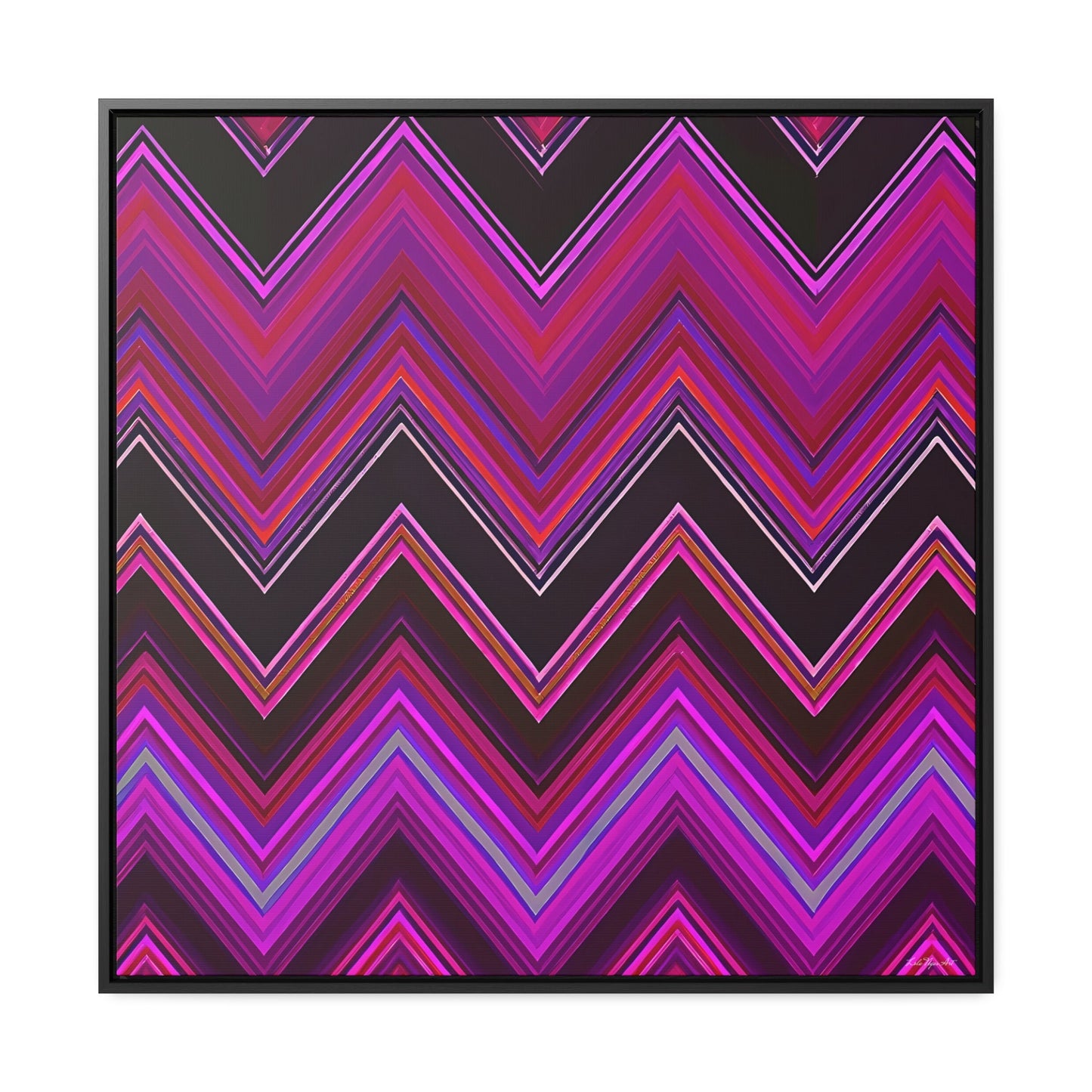 pink and black chevron framed canvas wall art, wall art with frame, wall art framed, wall art canvas with frame, wall art canvas framed, - LOLA VEGAS ART