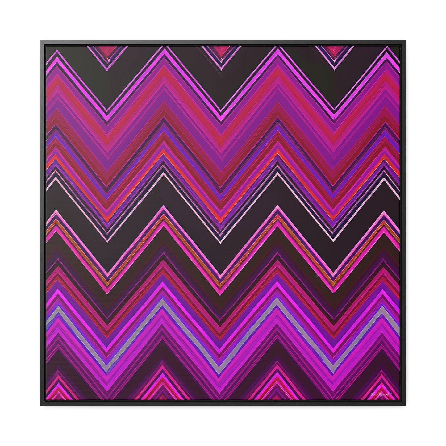 pink and black chevron framed canvas wall art, wall art with frame, wall art framed, wall art canvas with frame, wall art canvas framed, - LOLA VEGAS ART