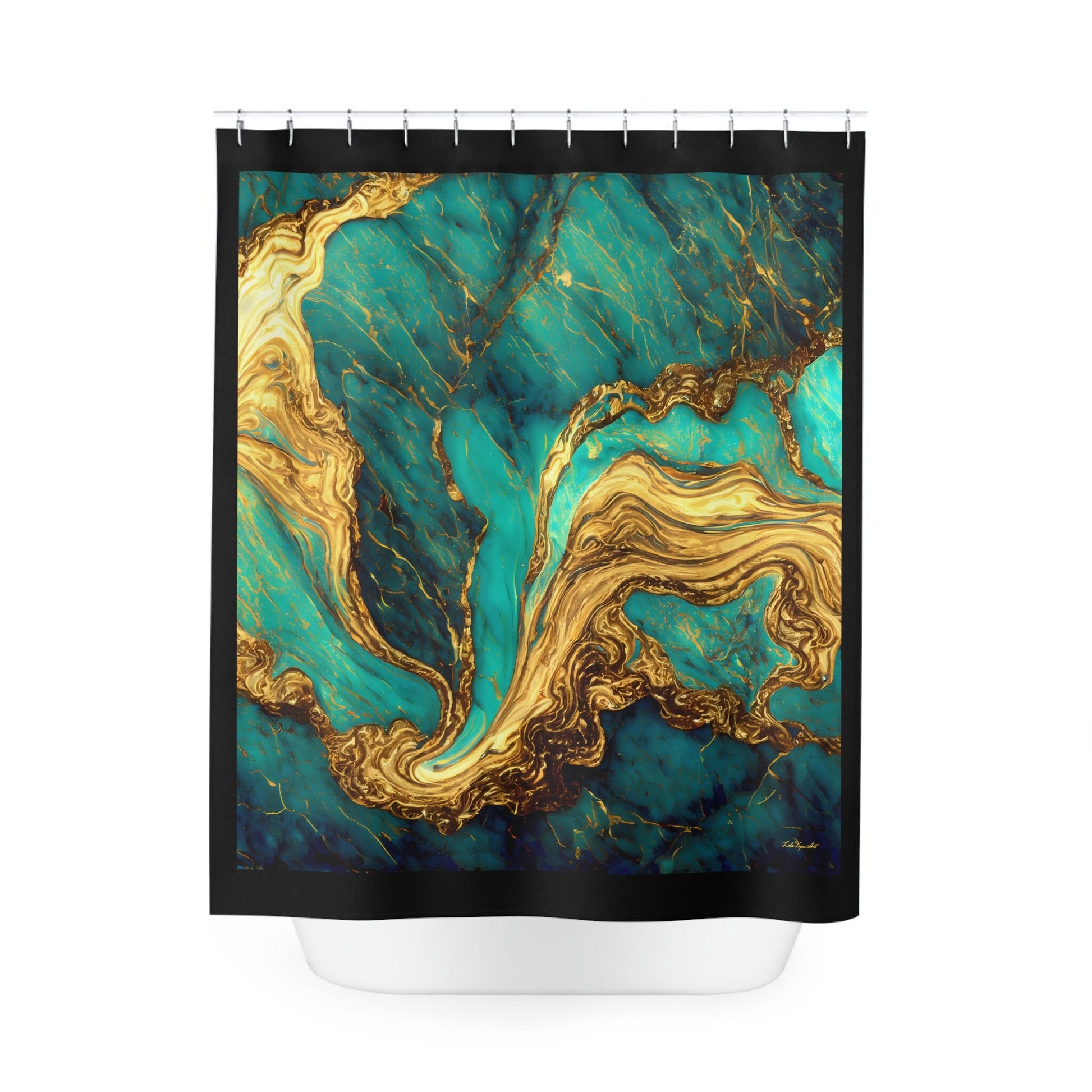 green and gold marble swirl abstract print shower curtain, home accessories, bathroom dcor, bathroom, home dcor, housewarming gift, - LOLA VEGAS ART