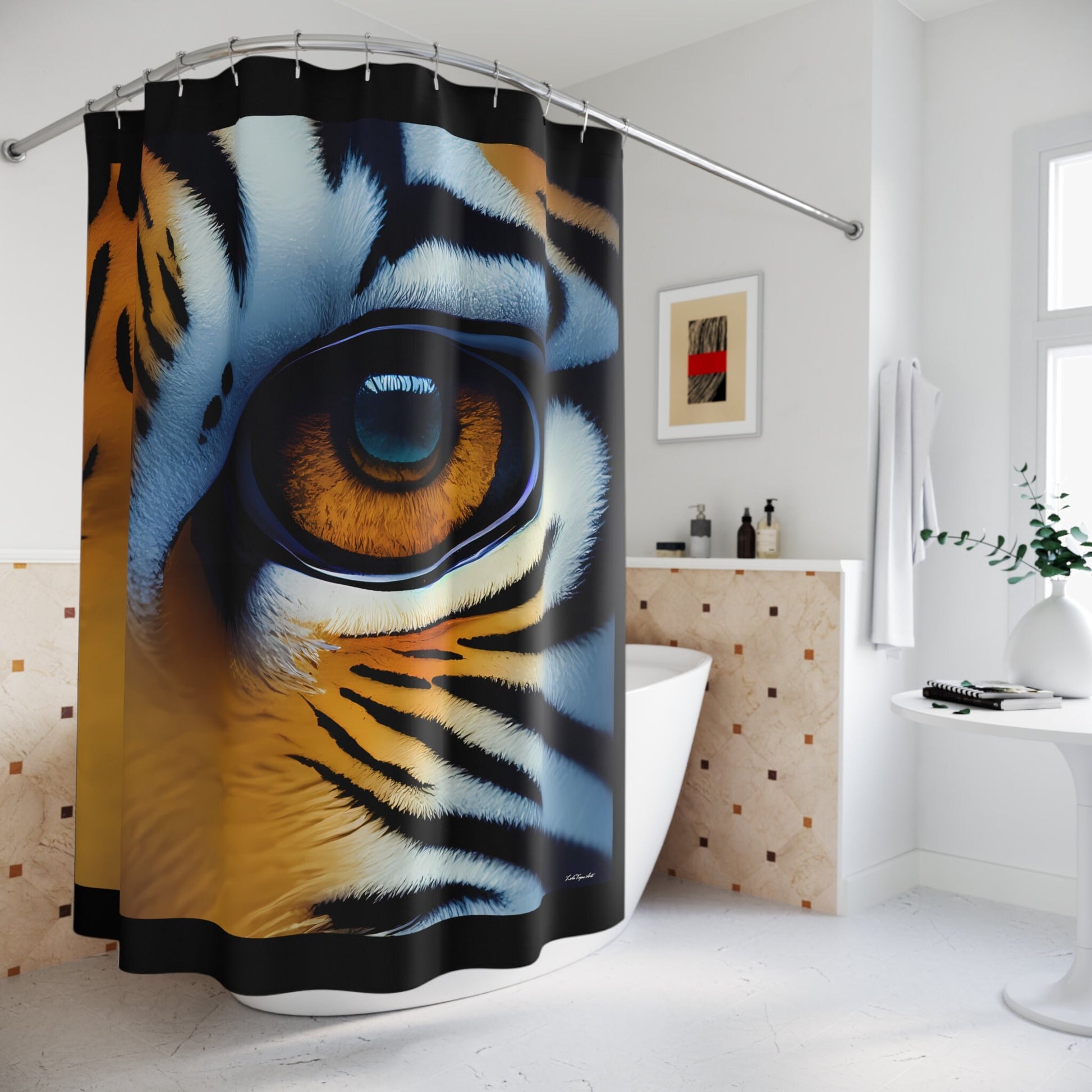 the eye of the tiger shower curtain, home accessories, bathroom dcor, bathroom, home dcor, housewarming gift, shower room decor, washroom - LOLA VEGAS ART