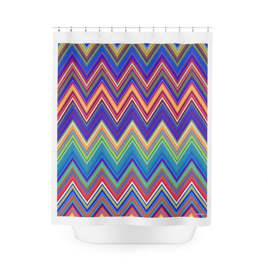 multicolor chevron shower curtain, , home accessories, bathroom dcor, bathroom, home dcor, housewarming gift, shower room decor - LOLA VEGAS ART