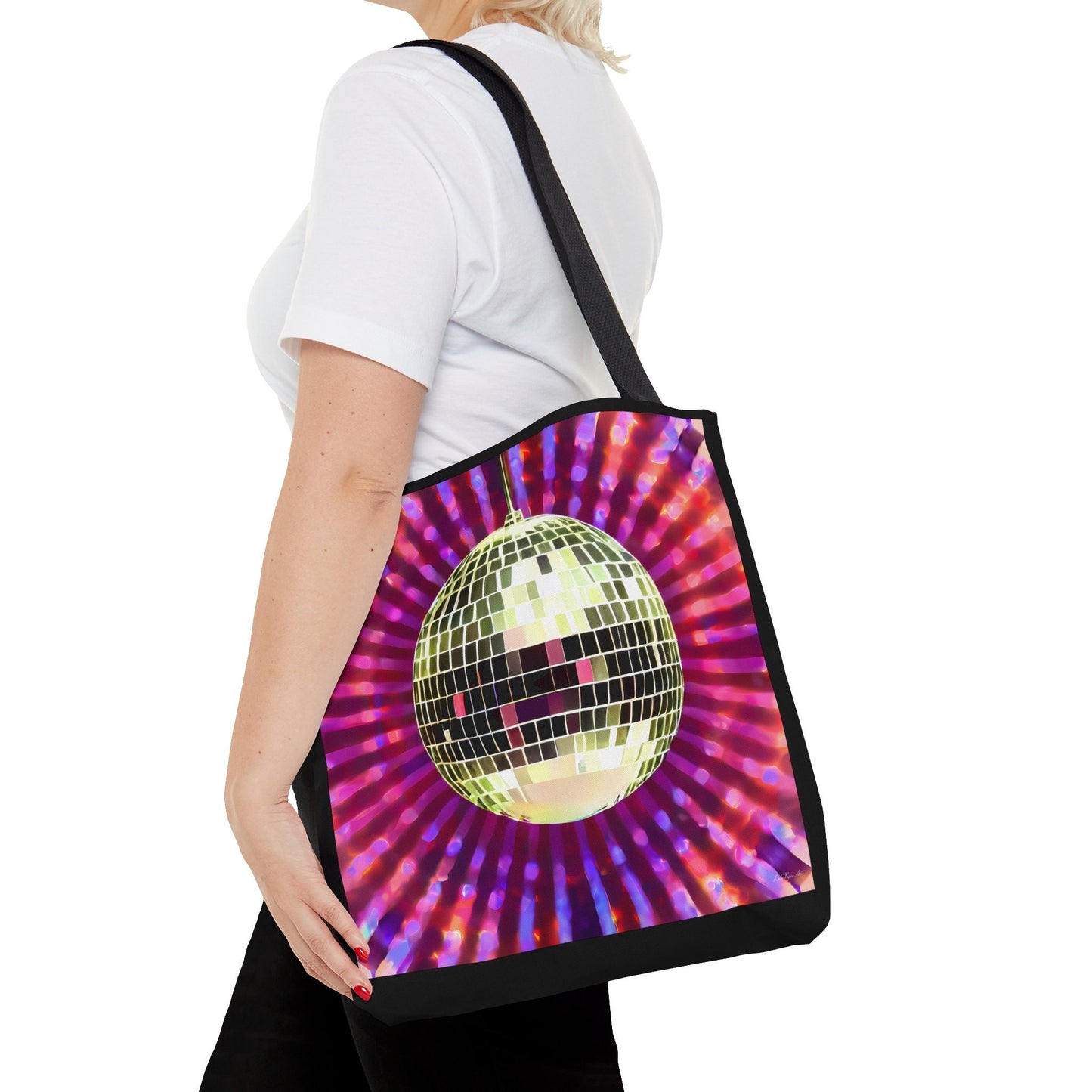 gold disco ball bag, canvas bag, tote bag, gifts for women, canvas shopper, oversized bag, reusable bag, shopping bag, tote bag for women - LOLA VEGAS ART