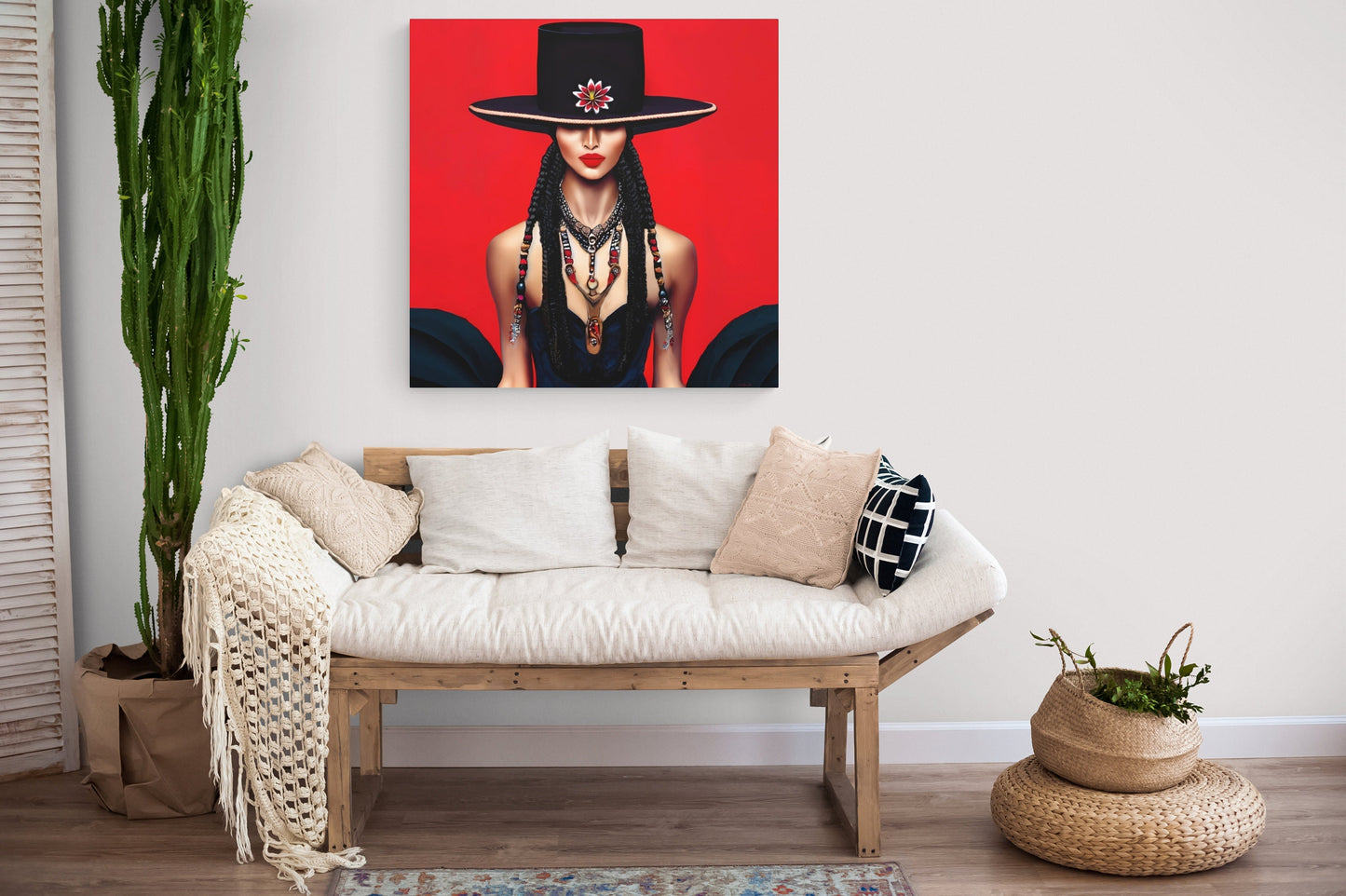 latina woman in a bolero hat, wall art, wall art canvas, wall art dcor, southwestern art, wall art woman, woman decor, feminine wall art - LOLA VEGAS ART