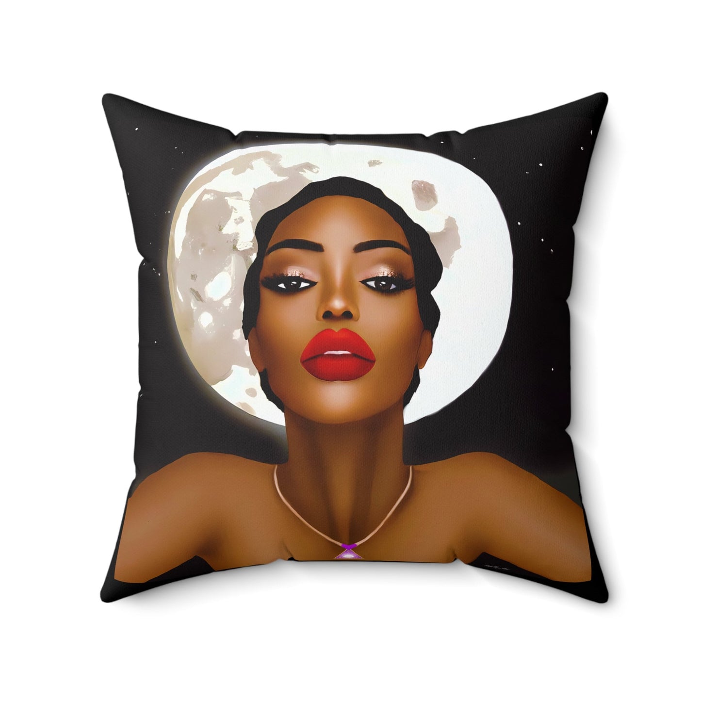 moon, black woman, decorative pillow, living room pillow, bedroom pillow, throw pillow, pillows, cushions, square, accent pillow - LOLA VEGAS ART