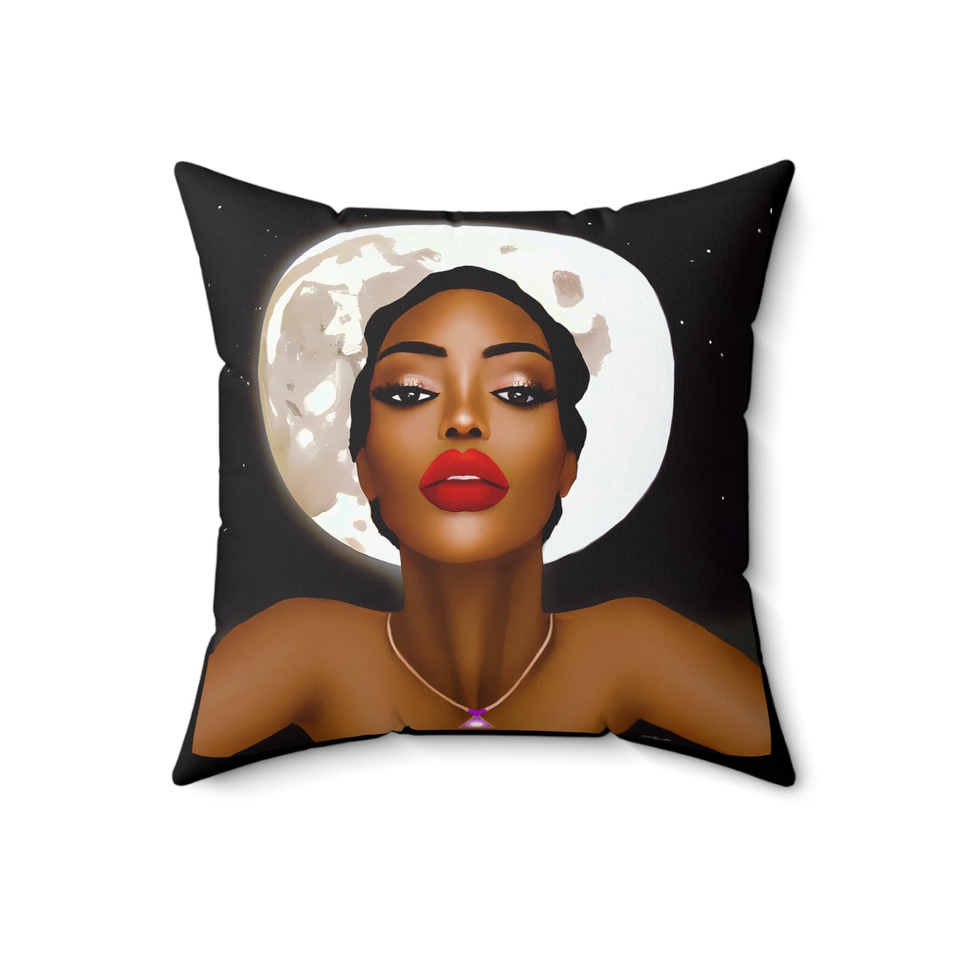 moon, black woman, decorative pillow, living room pillow, bedroom pillow, throw pillow, pillows, cushions, square, accent pillow - LOLA VEGAS ART