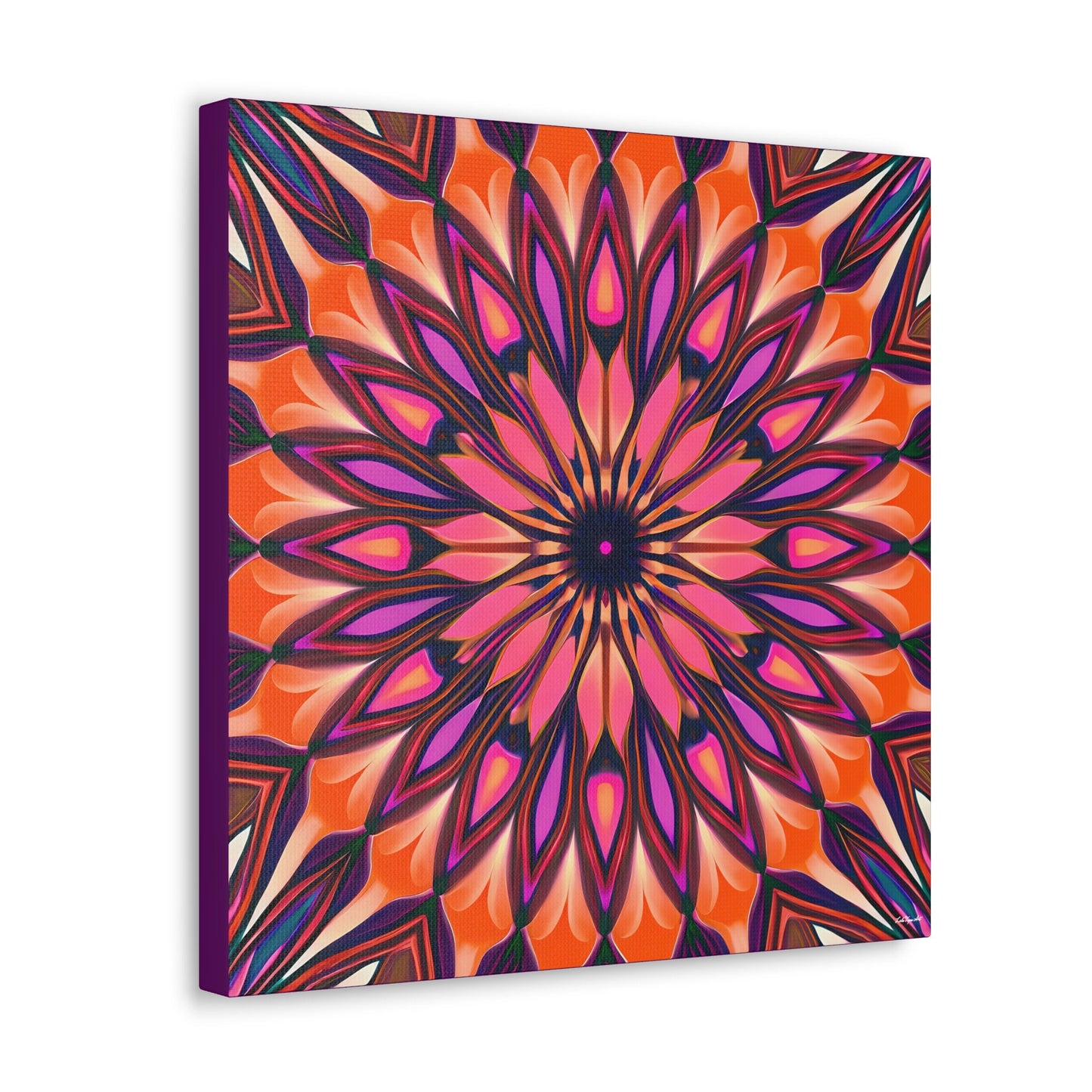 orange and purple abstract sunburst canvas wall art, wall art dcor, room wall dcor, unique art, tribal pattern wall art, boho wall art - LOLA VEGAS ART