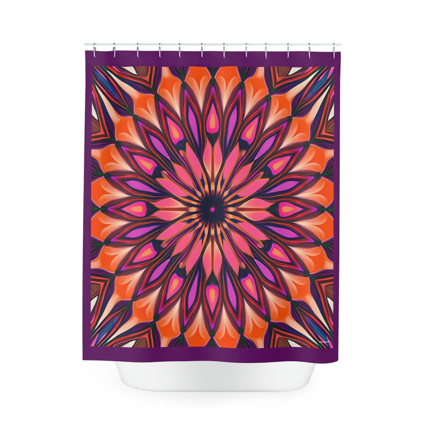 orange and purple abstract sunburst shower curtain, home accessories, bathroom dcor, bathroom, home dcor, housewarming gift, shower decor - LOLA VEGAS ART