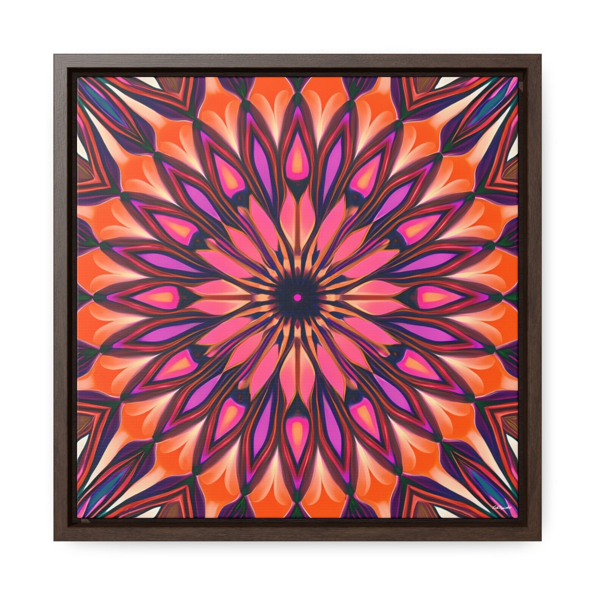 orange abstract sunburst framed canvas wall art, wall art in frame, wall art with frame, wall art framed, wall art living room framed, - LOLA VEGAS ART