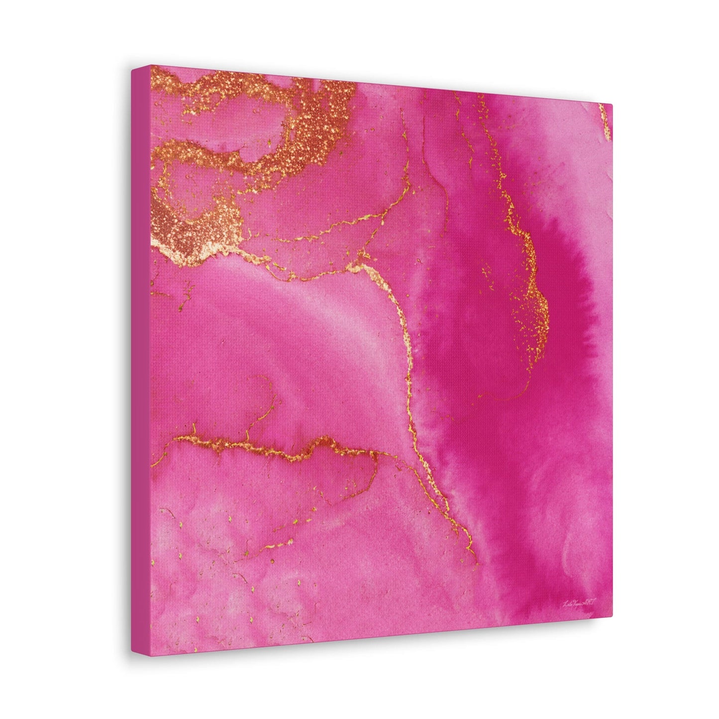 fuchsia gold abstract river, wall art, wall art canvas, wall art dcor, room wall dcor, modern art, contemporary art, fluid art, pink art - LOLA VEGAS ART