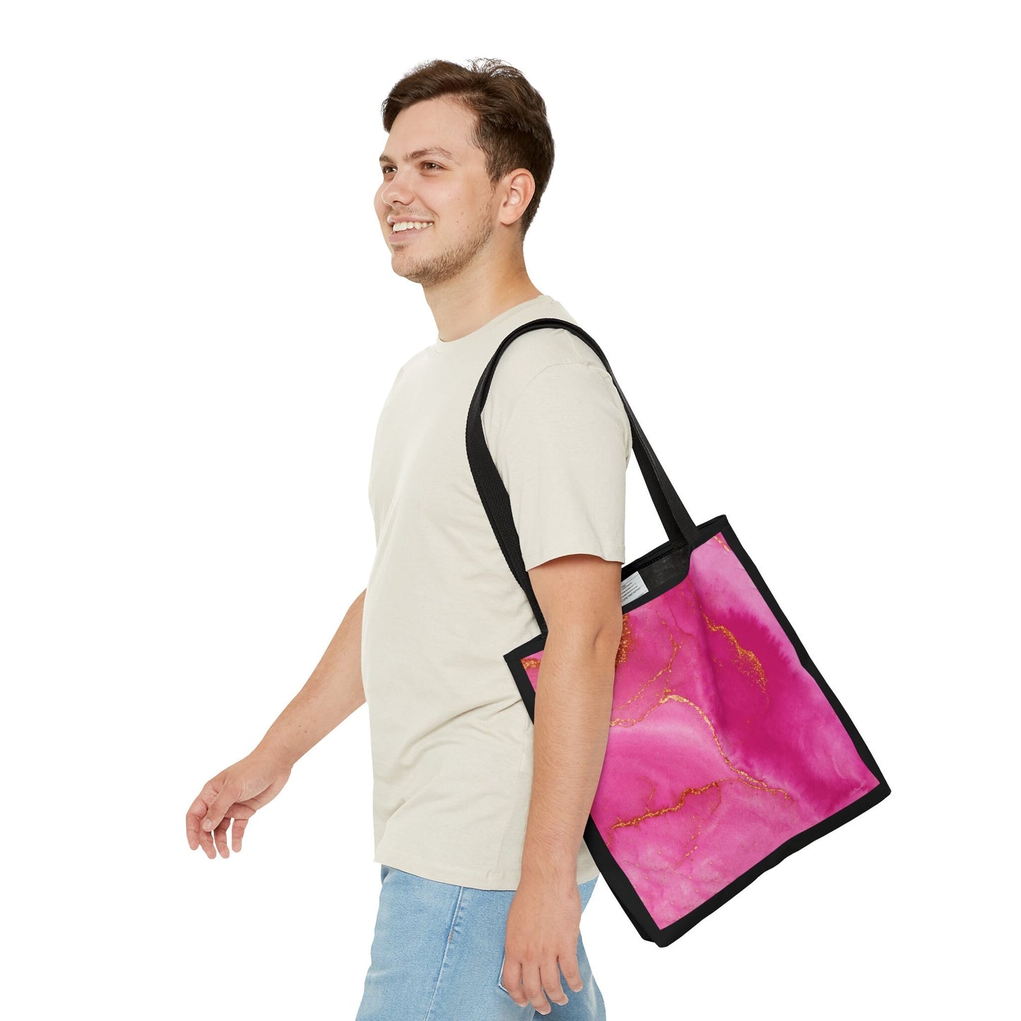 fuchsia gold abstract tote bag, canvas bag, gifts for women, canvas shopper, oversized bag, reusable bag, shopping bag, tote bag for women - LOLA VEGAS ART