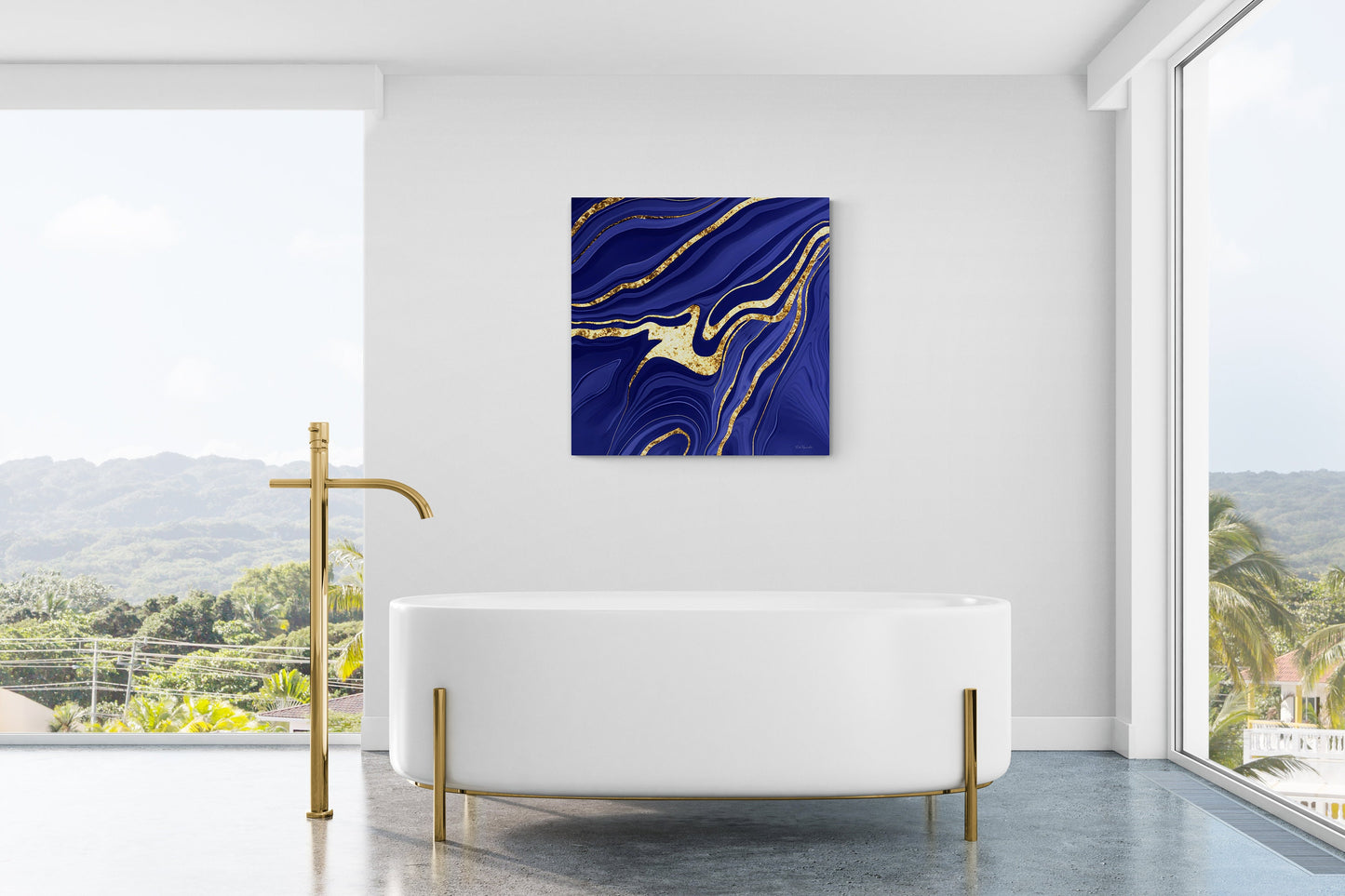 navy gold abstract canvas wall art, wall art, wall art canvas, wall art dcor, room wall dcor, unique art, modern art, contemporary art - LOLA VEGAS ART