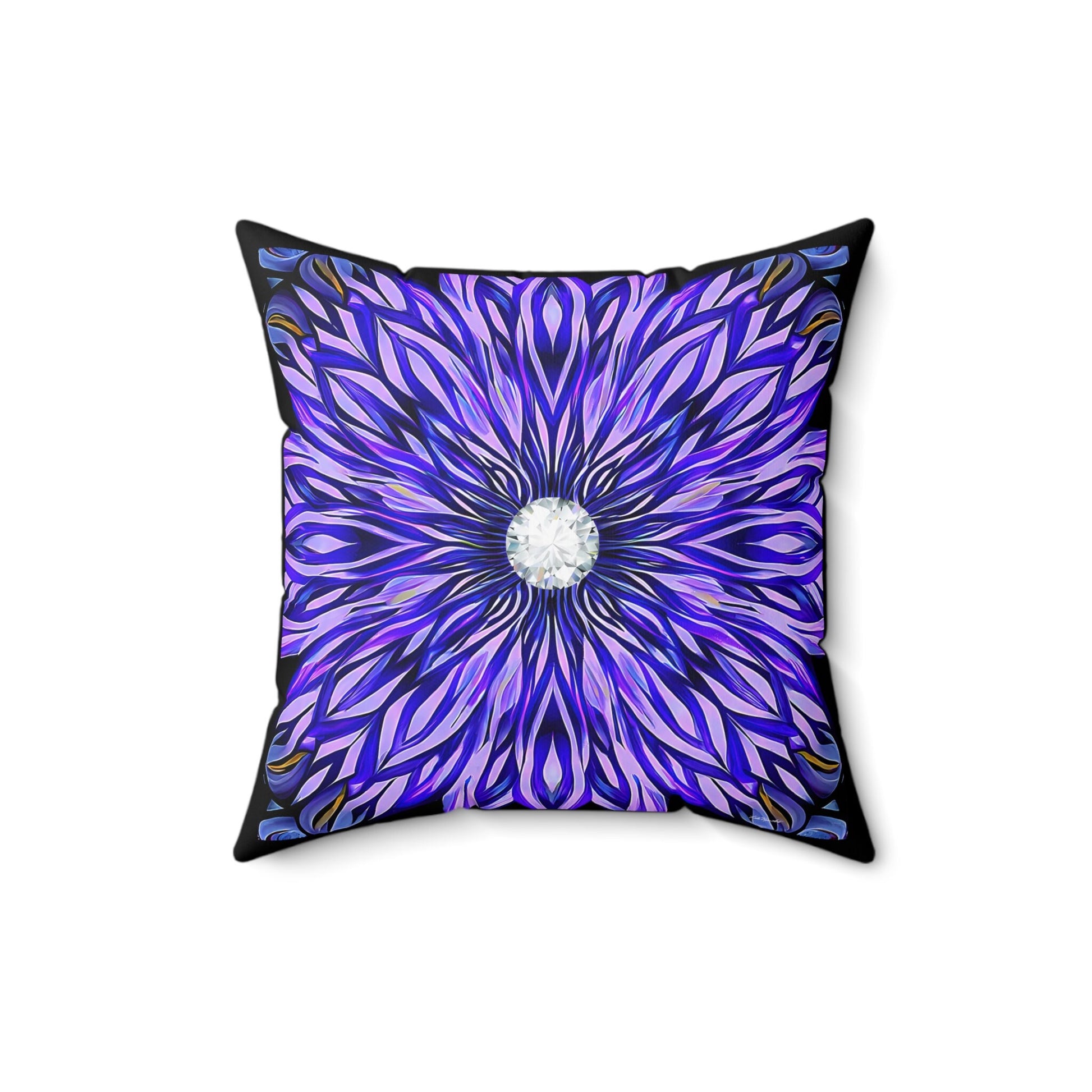purple abstract sunburst square pillow, decorative pillow, living room pillow, bedroom pillow, throw pillow, pillows,  accent pillow - LOLA VEGAS ART