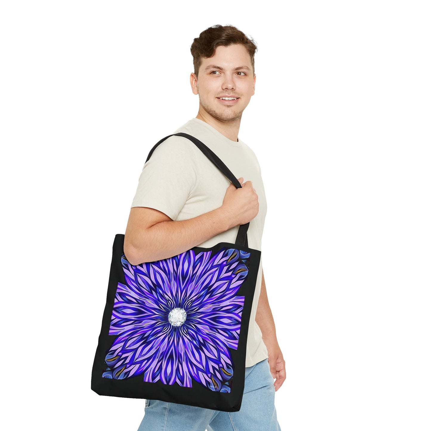 purple abstract sunburst canvas tote bag, gifts for women, canvas shopper, oversized bag, reusable bag, shopping bag, tote bag for women - LOLA VEGAS ART