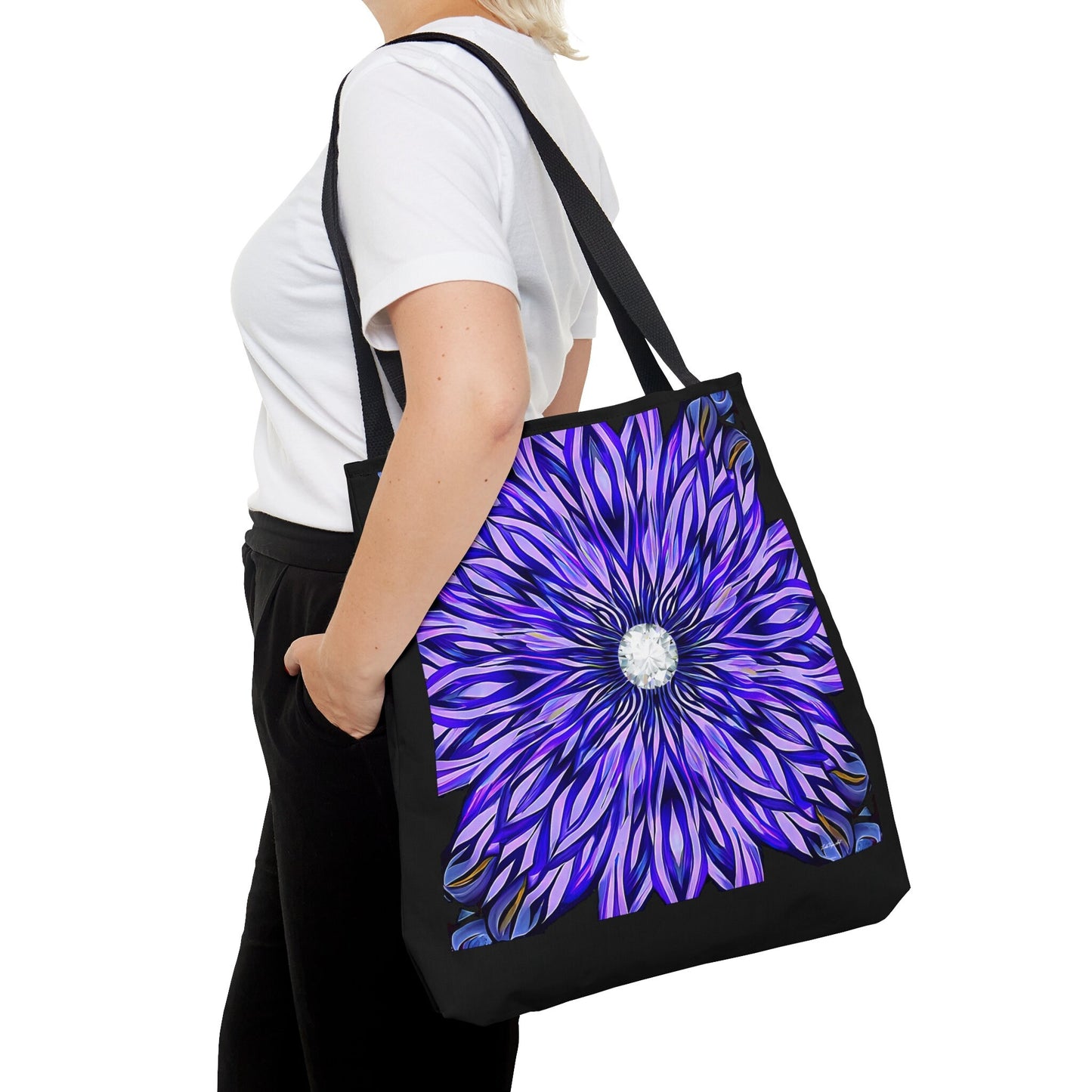 purple abstract sunburst canvas tote bag, gifts for women, canvas shopper, oversized bag, reusable bag, shopping bag, tote bag for women - LOLA VEGAS ART