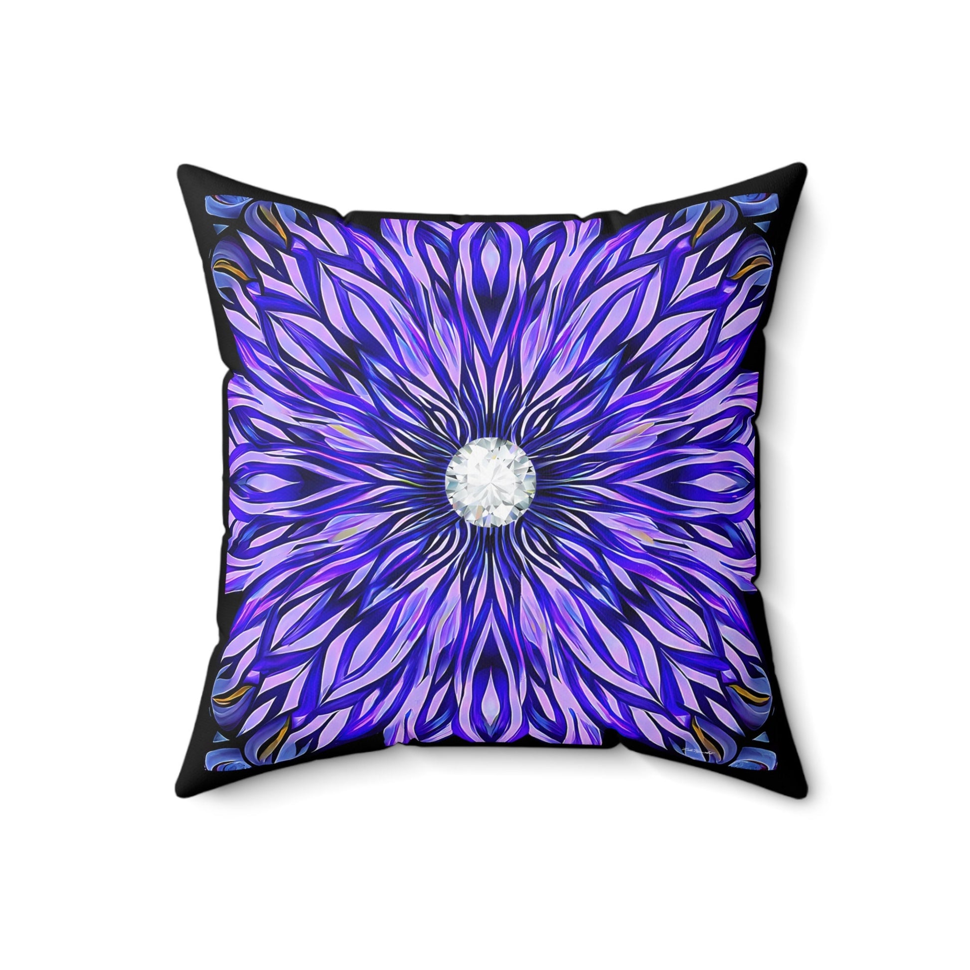 purple abstract sunburst square pillow, decorative pillow, living room pillow, bedroom pillow, throw pillow, pillows,  accent pillow - LOLA VEGAS ART